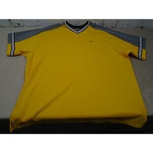 Vintage Y2K Nike Silver Tag Embroidered Center Logo Yellow Jersey Shirt XL